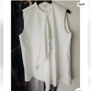COS Womens Sleeveless White Button Front Cotton Blend Shirt Size 12 US